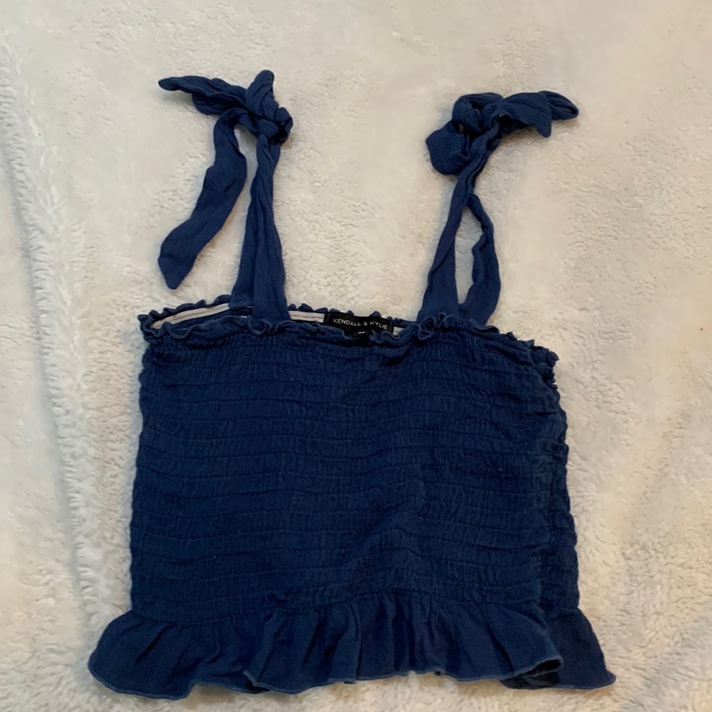 Kendall & Kylie Blue Tie Strap Tank Top